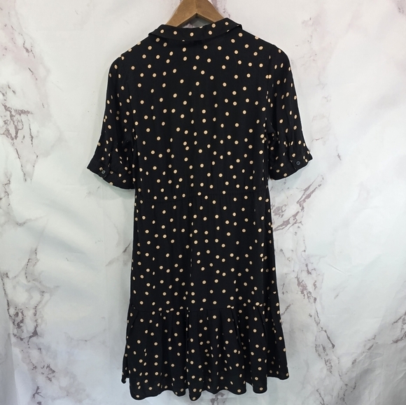 Seraphine Dress Women 2 XS Black Brown Polka Dot Maternity Nursing Button Front - Picture 5 of 14